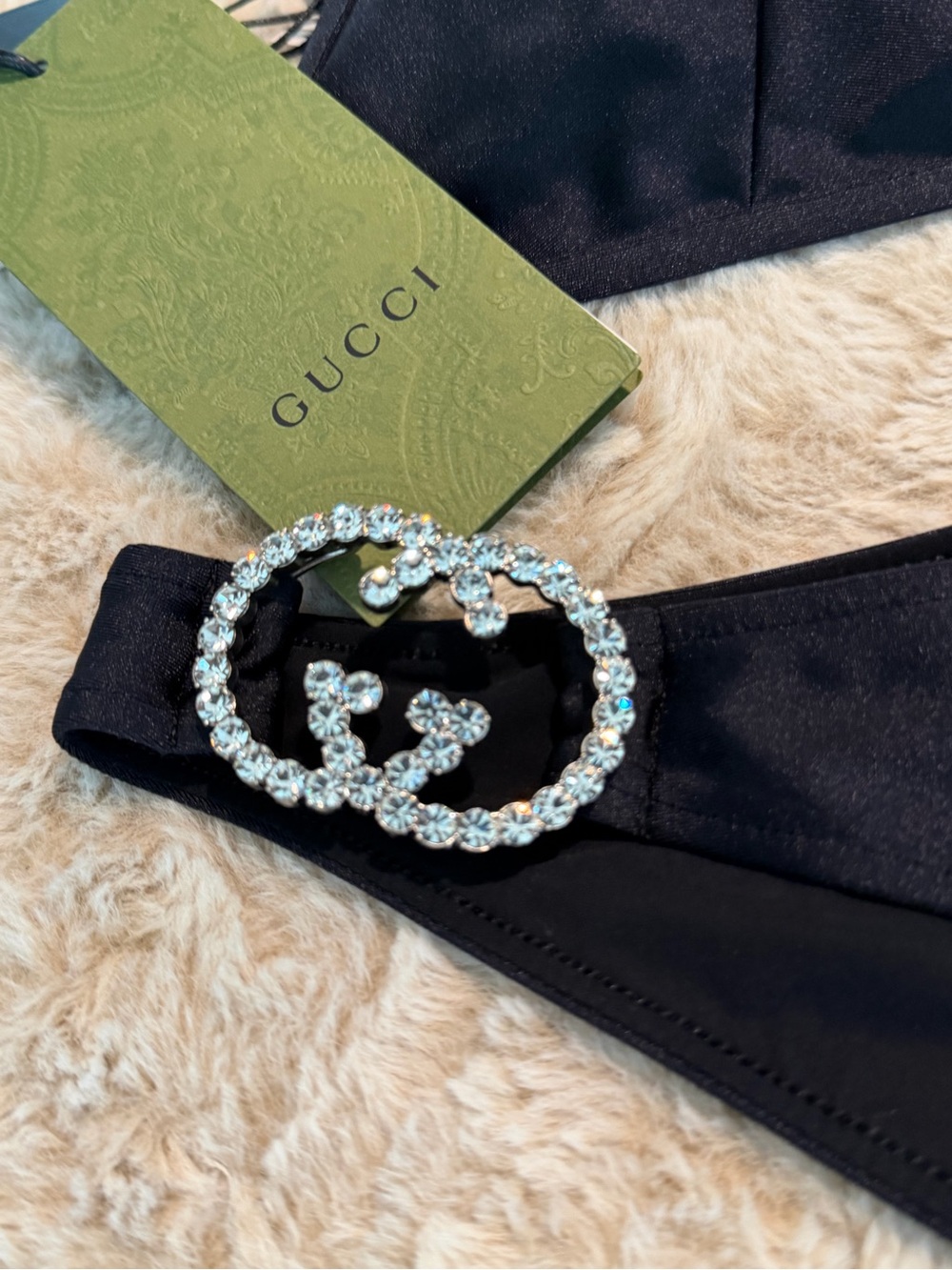 Gucci Black Triangle Bikini Set with Crystal Double-G Accent - Picture 3 of 5